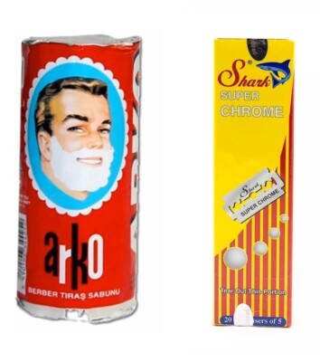 Double Edge Safety Razor Blades Super Chrome 100 Count & ARKO Shaving Soap Stick