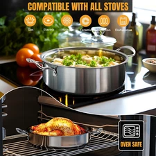 6-Piece Stainless Steel Nonstick Pots and Pans Set for Induction Gas Electric