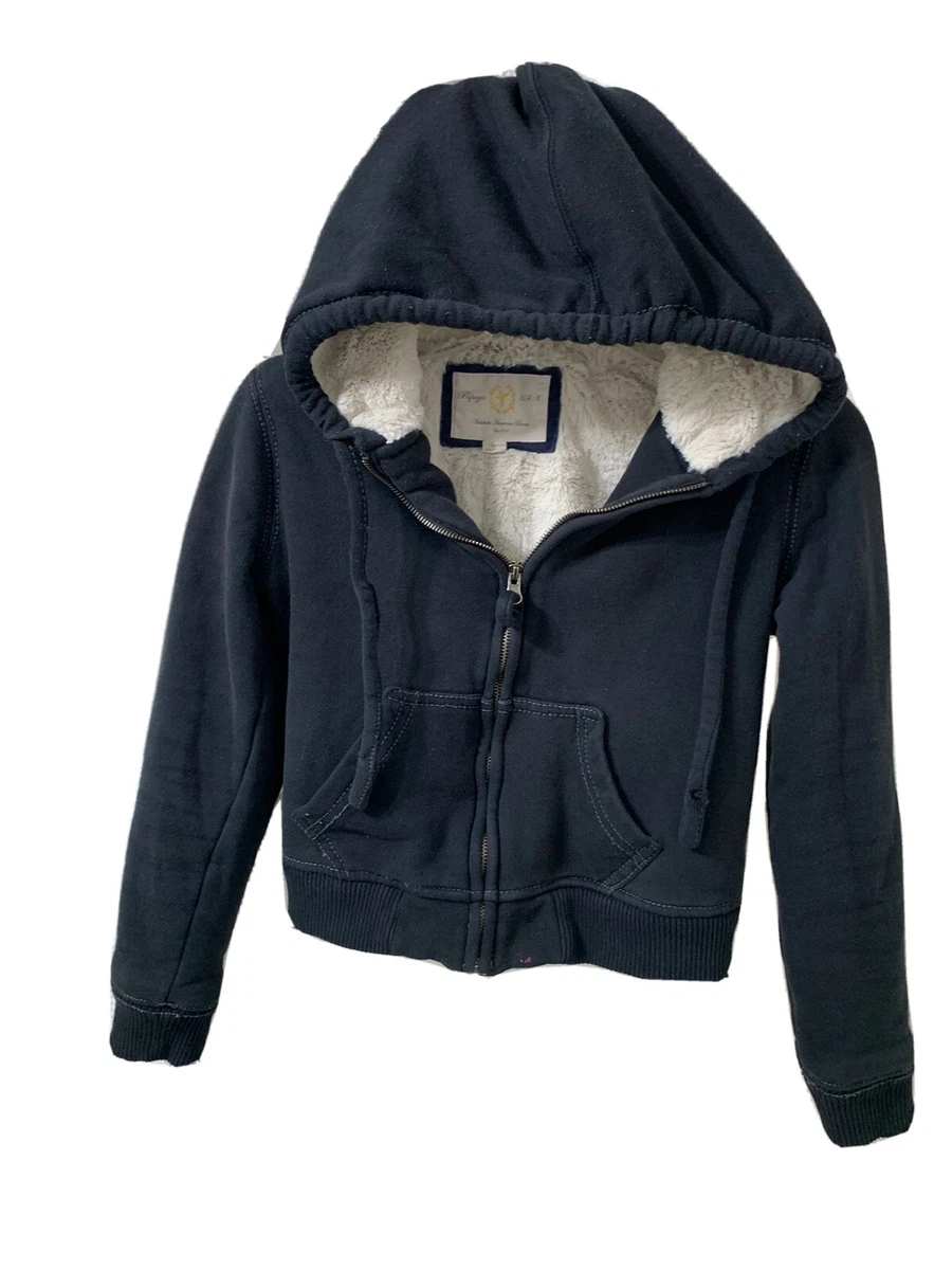 PAPAYA Kids Warm Jacket Sherpa Lined Body And Hoodie Black S 4 5 Year Old Kids