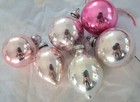 Set of 6 Pink / Silver Glass Christmas Tree Ornaments