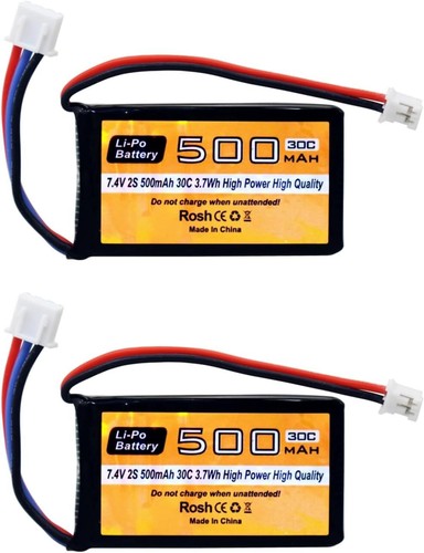 2 Batterie Lipo 7.4V 500mAh 30C Con Connettore PH2.0 Per RC Car AX24 SCX24 E Modellini Scala 1/24, 1/18, 1/16, 1/10 - 6