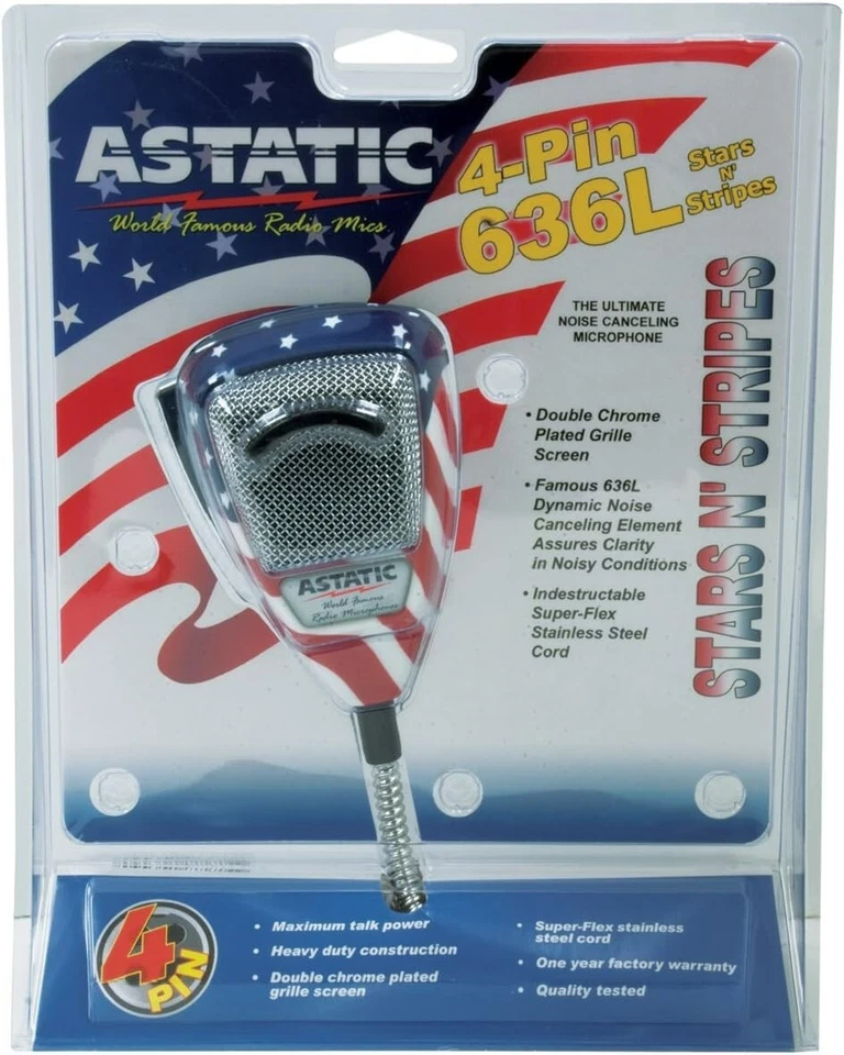 Astatic 636L-USA Theme 4-Pin Noise Cancelling Dynamisches Mikrofon für CB-Funkgeräte - Bild 3 von 3