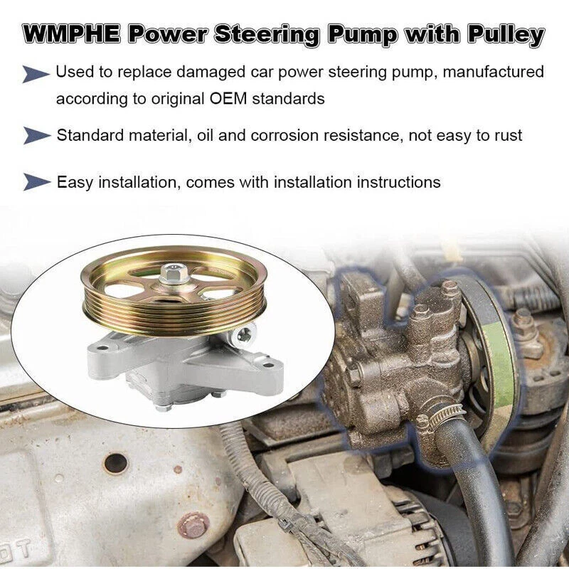 Power Steering Pump w/ Pulley For Honda Odyssey Acura MDX Pilot 2003-2012 2013 - Image 4 of 4