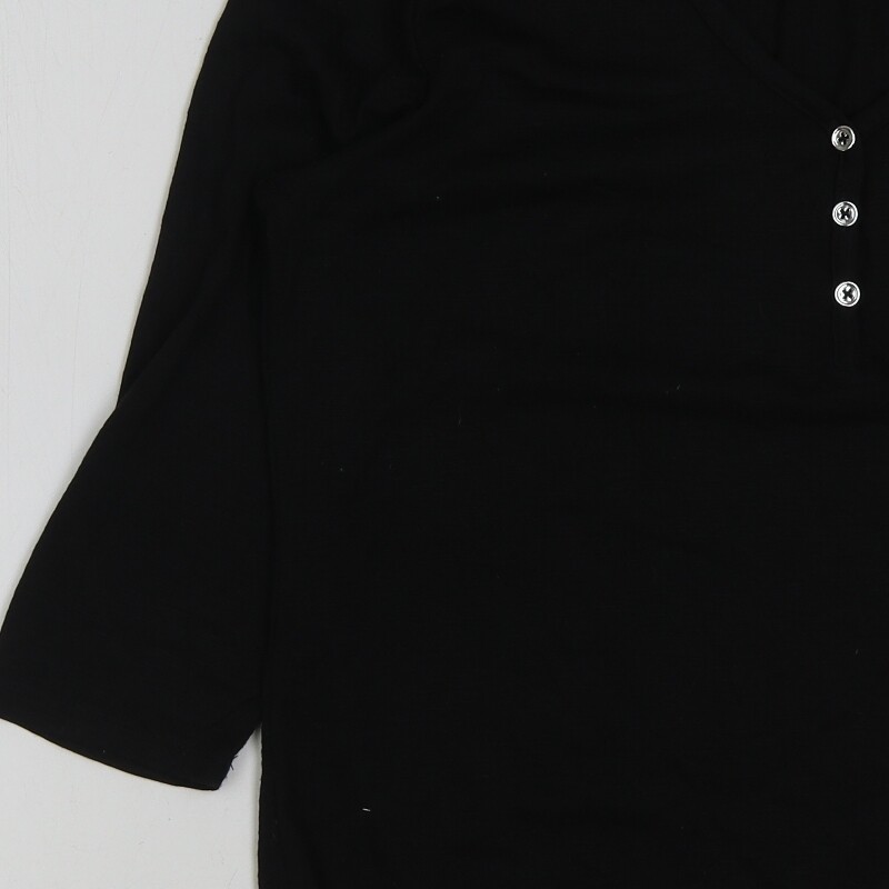 Matalan Womens Black Polyester Basic TShirt Size 12 VNeck eBay