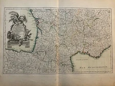 Antique Map Atlas Moderne 1762 Rizzi Zannoni No. 5 La France Southern France
