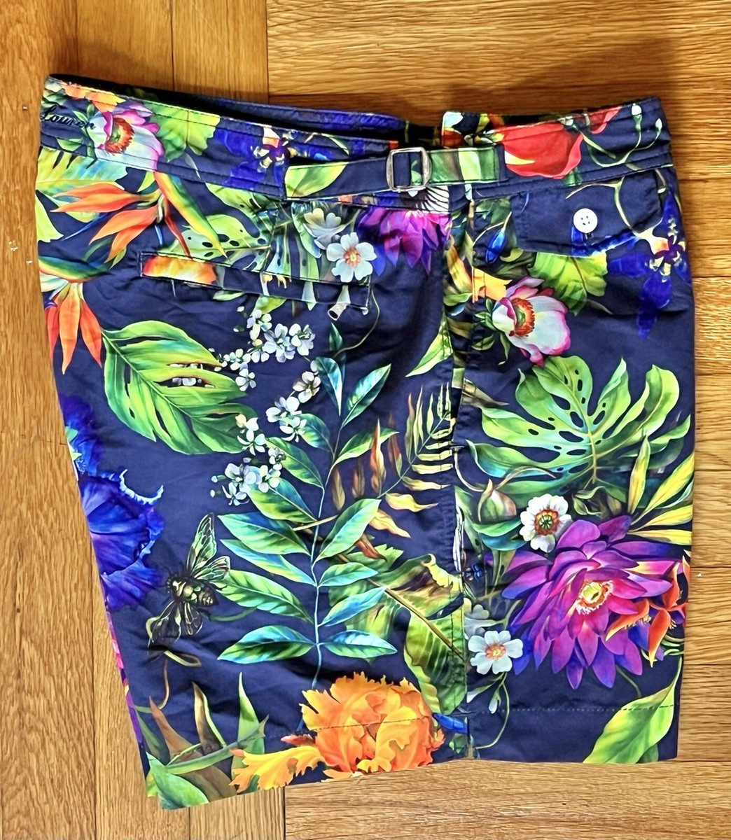 【【PURPLE LABEL】RALPH LAUREN スイムトランクス 水着 花柄 Ralph Lauren PURPLE LABEL Floral Swimming Trunks Sde
