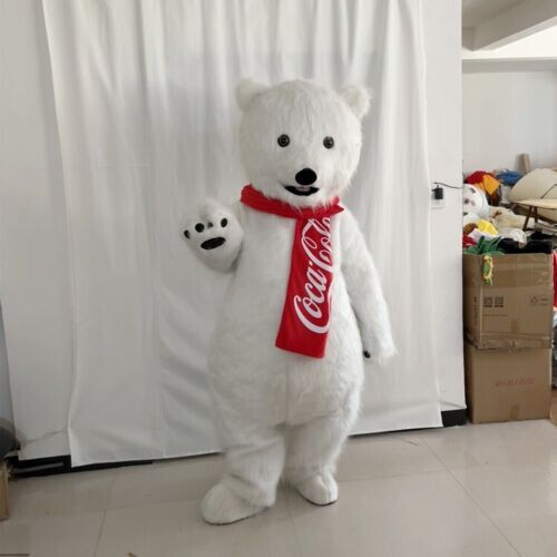Weißer Eisbär Maskottchen Kostüm Cosplay Party Kleid Kleidung Halloween Erwachsene - Bild 5 von 7