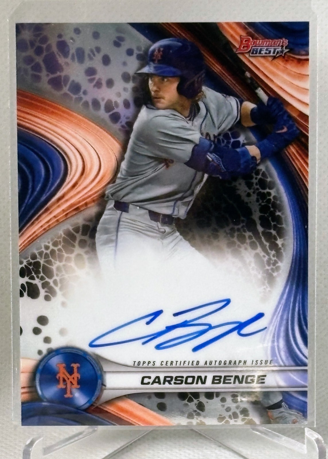 Carson Benge Auto 2024 Bowman's Best Auto of #B24-CBE (AU, RC) Mets Rookie