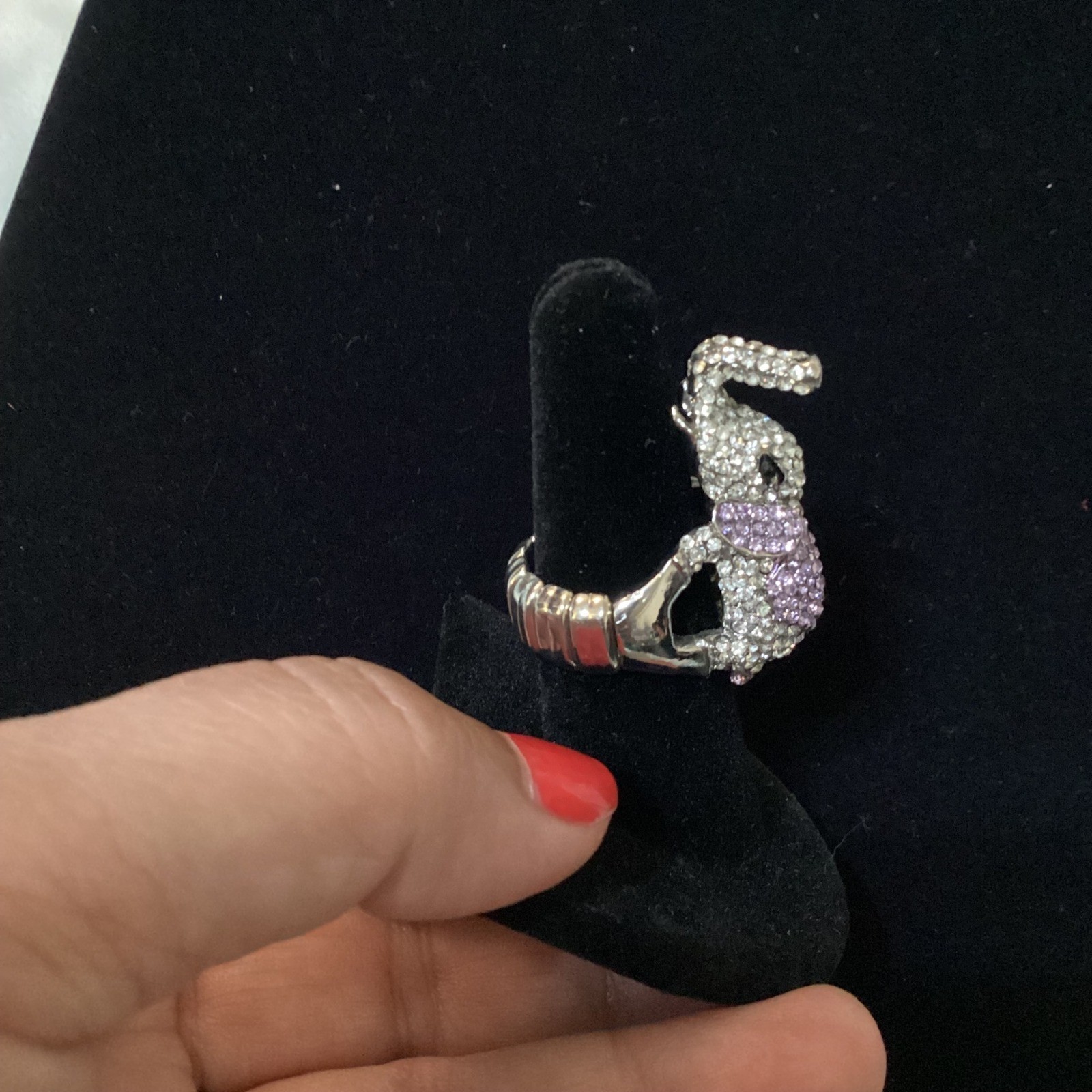 Elephant Ring Rhinestone Statement Ring Animal Si… - image 4