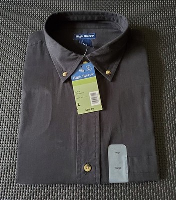 High Sierra Men Button Up Shirt 100% Cotton Black Long Sleeve Size: L NWT