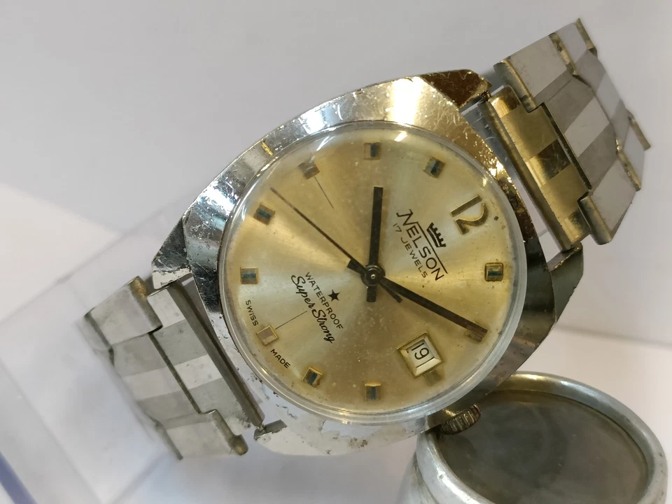 NELSON SUPER STRONG 17J WINDING PATINA SILVER DIAL SWISS MEN'S FULL WORKING - Image 4 of 4