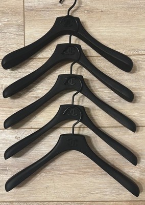 Authentic CHANEL Black CC Logo Plastic Clothes Hangers Set of 5 Boutique Display