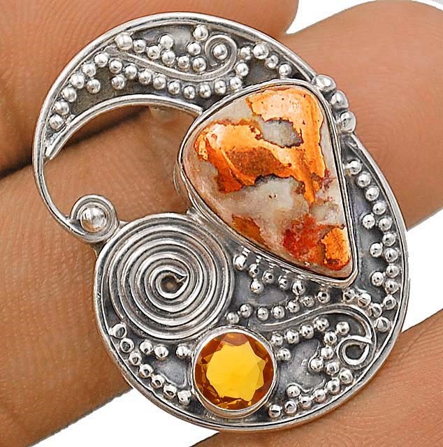 Natural Copper Dolomite 925 Solid Sterling Silver Pendant Jewelry
