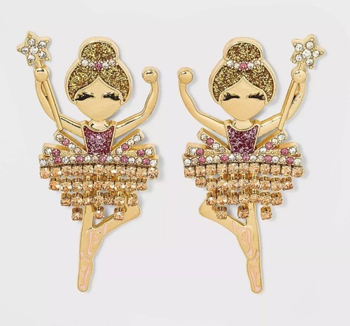 SUGARFIX by BaubleBar Ballerina Drop Earrings - Metallic Gold Sugarplum Fairy - Picture 1 of 2