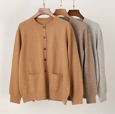 100 % Kaschmir Strickjacke Damen   Premium Cashmere Cardigan mit Knöpfen