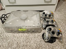 Microsoft Original Xbox Crystal Console / Translucent Tested W 3 Controllers