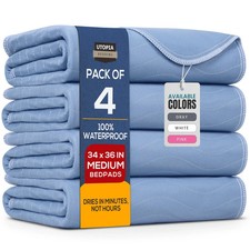 Washable Underpads 34" x 36" Pack of 4 , Waterproof Reusable Heavy Absorbenc...