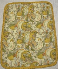 Vintage Sears PERMA-PREST Baby Crib Quilt Blanket Yellow Ruffles Chicks Bunny