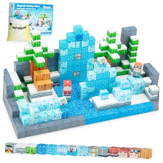 Magnetic Blocks - Build Mine Frozen Magnet 3D World Set, Magnetic Tiles LE Snow