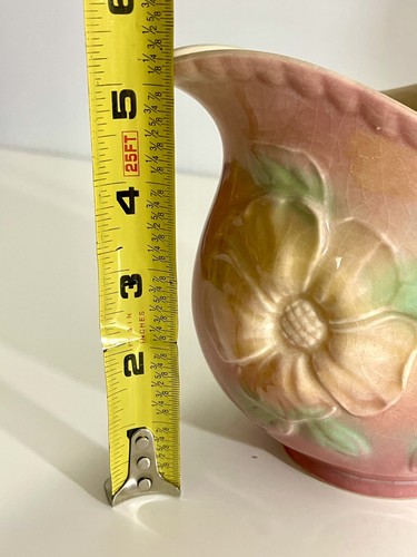 Ancien pichet à fleurs rose Sunglow poterie HULL motif circa 1950 #522498 - Photo 5/9