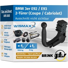 ANHÄNGERKUPPLUNG für BMW 3er E92 E93 06-13 ve. abnehmbar GDW +13pol E-Satz BRINK