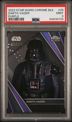 2023 TOPPS STAR WARS CHROME BLACK DARTH VADER PURPLE /125 #25 PSA 9