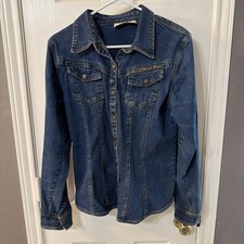 Vintage Hard Rock Cafe Denim Womens Jean Trucker Jacket Austin Authentic Large