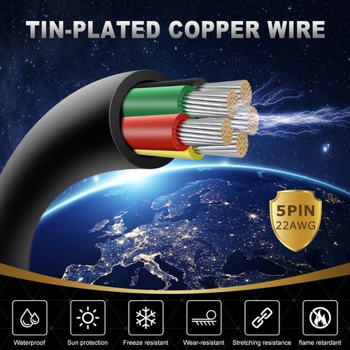 22 Gauge 5 Conductor Electrical Wire, 16.4FT 22AWG Black PVC Stranded Tinned ... - Picture 2 of 7