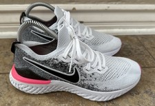 Nike Epic React Flyknit 2 Womens Running Shoes BQ8927-103 White/Black/Pink Sz 8