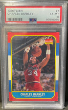CHARLES BARKLEY - 1986 Fleer ROOKIE Card #7 (RC) *PSA 6*. rookie card picture