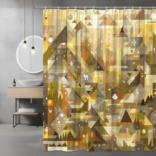 Abstract Geometric Mountain Shower Curtain in Earth Tones