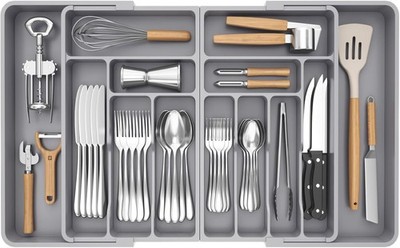 Lifewit Große Besteckkasten für Schubladen, Einstellbar Breite 541-914mm, 11-13 