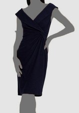 Lauren Ralph Lauren Women's Blue Jersey Off-the-Shoulder Cocktail Dress Size 10