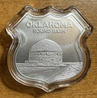 Route 66 Silver Shield 1 oz. Coin, .999 Fine, Oklahoma Round Barn Arcadia
