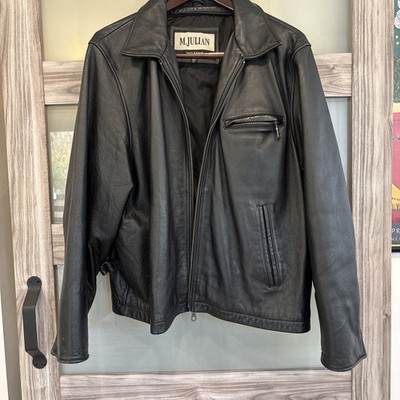 Vintage M. JULIAN Wilson s Black Leather Zipper XL Bomber Motorcycle Jacket