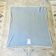 Bergdorff Goodman 100% Cashmere Baby Blanket Throw Blue Teddy Bear Reversible