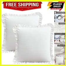 26x26 Euro Sham Covers  Ruffled Square White Euro Pillow Shams Covers Set of 2...