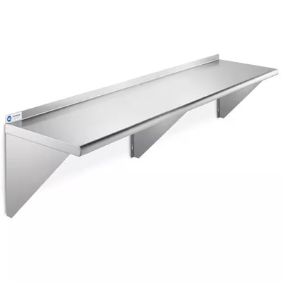 18 In. X 72 In. X 18.5 In. Stainless Steel Wall-Mount Garage Wall Shelf with Bra