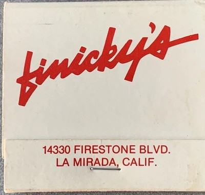 La Mirada (CA) ~ Finicky s Prime Rib ~ Firestone Blvd ~ Restaurant Matchbook ~