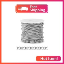  66 FT Stainless Steel Curb Chains Bulk for Jewelry Making, 2mm 304 Stainless S
