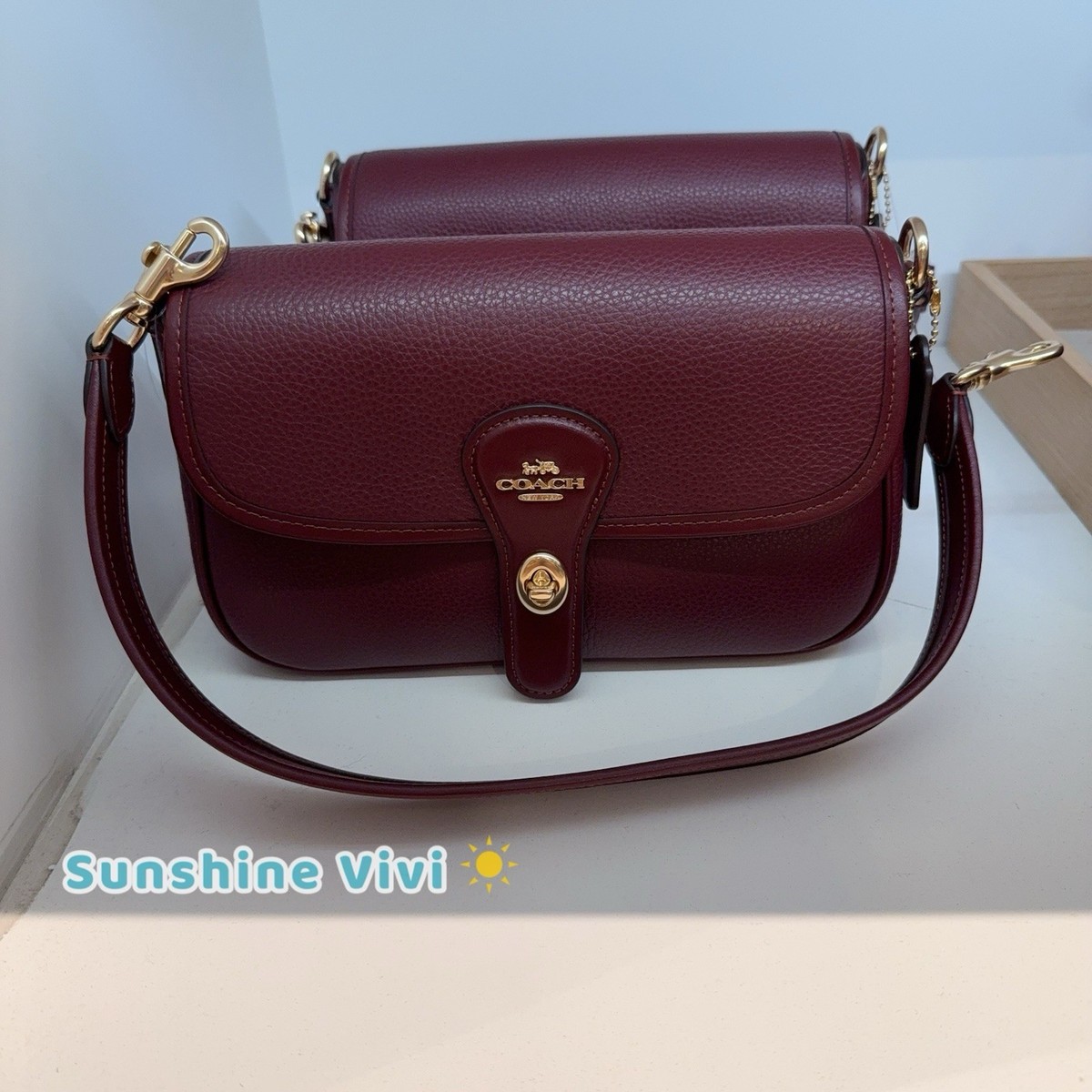 NWT COACH Hadley Shoulder Bag Handbag Leather CY683 Gold/Dark Wine