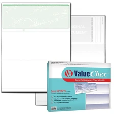 VersaCheck ValueChex - 55 Blank Business Voucher Checks - Light Green Prestige -