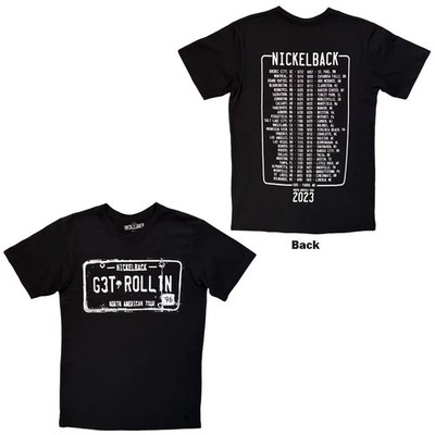 Nickelback Premium Carbon T-Shirt: Get Rollin' Tour (Black) (Back Print) OFFICI