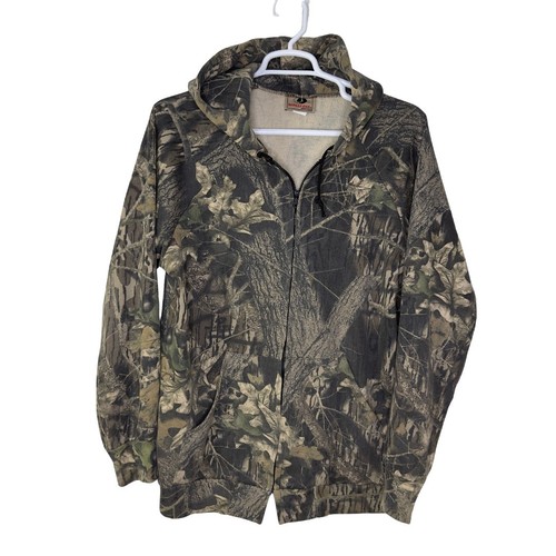 Vintage Mossy Oak Men XL Sweatshirt Hoodie Full Zip Camo Utility Outdoor Hunting