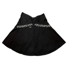 Gitano Black Denim Floral Embroidered Skirt Sz 11/12