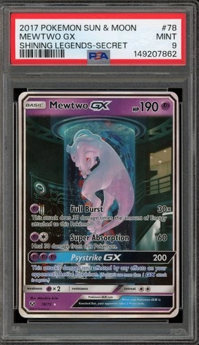 Pokemon Mewtwo GX Shining Legends Secret Rare #78 PSA 9 Mint