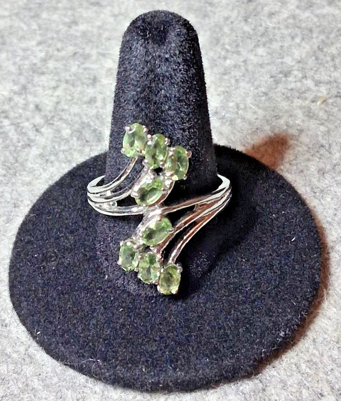 Green Apatite Ring in Stainless Steel Sz 10