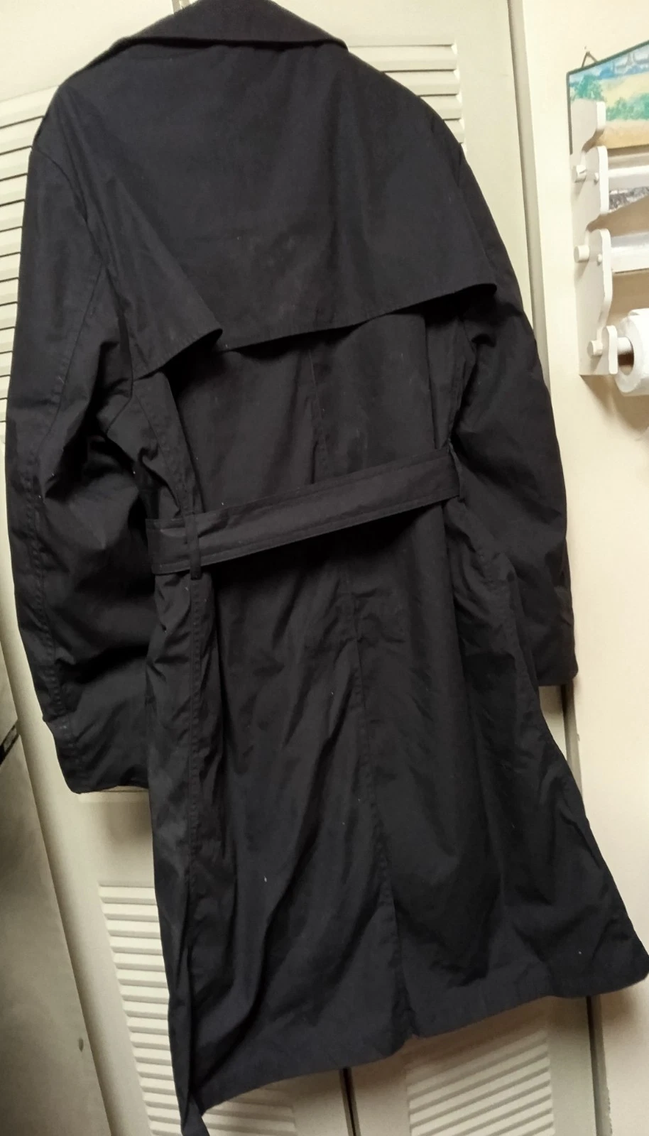 DSCP Garrison Collection Men's Black Long Trench Coat Belted Lined Size 44 - product detail image 2