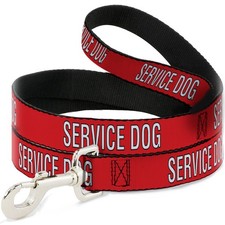 Dog Leash SERVICE DOG Red/Black/White
