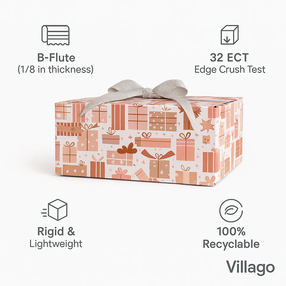 12x10x4 Christmas Gifts Designer Shipping Boxes B-Flute 32 ECT – 25/50/100/200 - Image 3 of 4